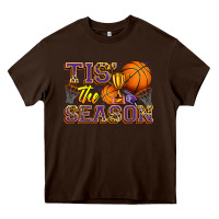 Chocolate Brown tis' the season basketball Heavy Core Tee - Zillion Design Studio