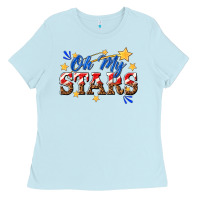 Baby Blue oh my stars Ladies Tee - texasbilliewilder