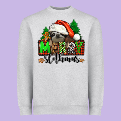 Merry Slothmas Heavyweight Sweatshirt Designed By Jasminsmagicworld