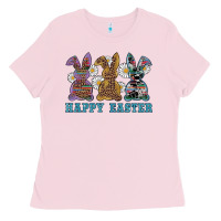 Bubblegum Pink easter western bunnys happy easter Ladies Tee - RanaPortraitStore