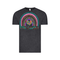 Vintage Black stay groovy with rainbow and heart Vintage Tee - Artiststas