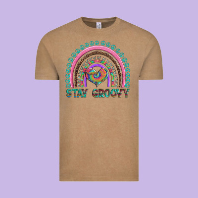 Stay Groovy With Rainbow And Heart Vintage Tee Designed By Artiststas
