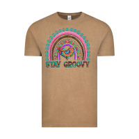 Vintage Coffee stay groovy with rainbow and heart Vintage Tee - Artiststas