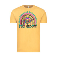 Vintage Mustard stay groovy with rainbow and heart Vintage Tee - Artiststas