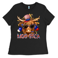 Black moorica with cow billie wilder Ladies Tee - texasbilliewilder