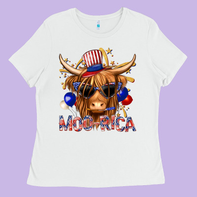 Moorica With Cow Billie Wilder Ladies Tee Designed By Texasbilliewilder