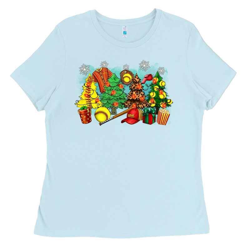 Christmas Trees With Softball Ladies Tee by Zillion Design Studio | Teevron