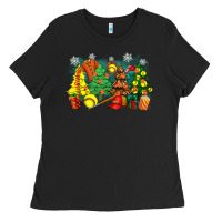 Black christmas trees with softball Ladies Tee - Zillion Design Studio