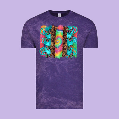 Hippie Peace Sign Butterfly Leopard And Tie Dye Brushstroke Vintage Tee Designed By Artiststas