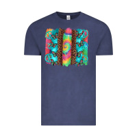 Vintage Denim hippie peace sign butterfly leopard and tie dye brushstroke Vintage Tee - Artiststas