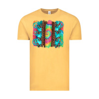 Vintage Mustard hippie peace sign butterfly leopard and tie dye brushstroke Vintage Tee - Artiststas