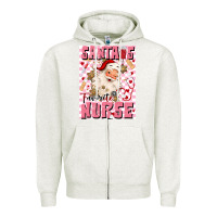 Oatmeal Heather santas favorite nurse Zipper Hoodie - MaliasSmallBusiness