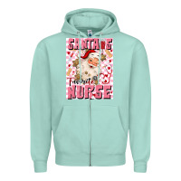 Seafoam santas favorite nurse Zipper Hoodie - MaliasSmallBusiness