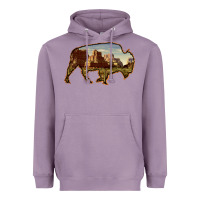 Lavender Bison Silhouette Desert Landscape Heavyweight Hoodie - Bettercallsaul