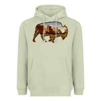 Matcha Bison Silhouette Desert Landscape Heavyweight Hoodie - Bettercallsaul