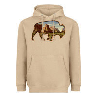 Mushroom Bison Silhouette Desert Landscape Heavyweight Hoodie - Bettercallsaul