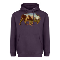 Plum Bison Silhouette Desert Landscape Heavyweight Hoodie - Bettercallsaul