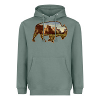 Sage Bison Silhouette Desert Landscape Heavyweight Hoodie - Bettercallsaul