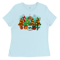 Baby Blue christmas trees with basketball Ladies Tee - Zillion Design Studio