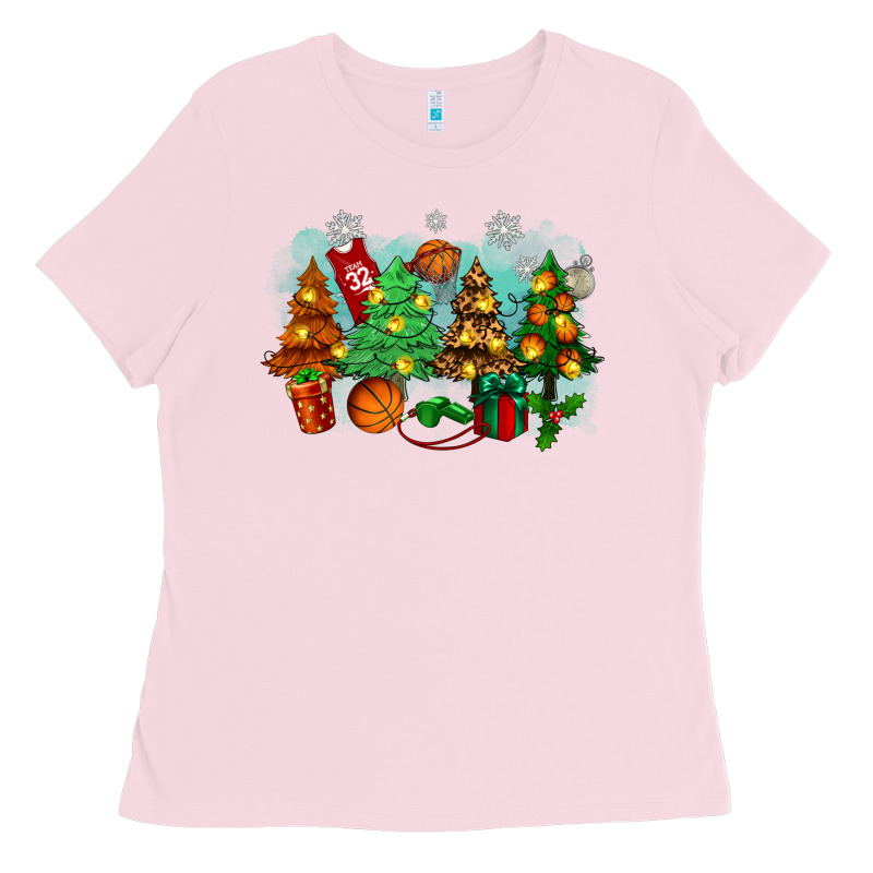 Christmas Trees With Basketball Ladies Tee by Zillion Design Studio | Teevron