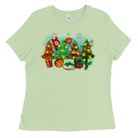 Matcha christmas trees with basketball Ladies Tee - Zillion Design Studio