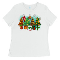 White christmas trees with basketball Ladies Tee - Zillion Design Studio