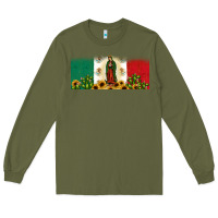 Army Green lady of guadalupe mexican flag Long Sleeve Tee - JahusDesignShop