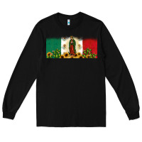 Black lady of guadalupe mexican flag Long Sleeve Tee - JahusDesignShop