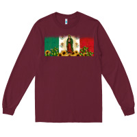 Lady Of Guadalupe Mexican Flag Long Sleeve Tee | Teevron