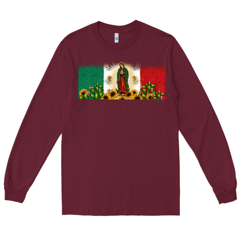Lady Of Guadalupe Mexican Flag Long Sleeve Tee by JahusDesignShop | Teevron