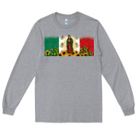 Heather Grey lady of guadalupe mexican flag Long Sleeve Tee - JahusDesignShop