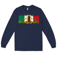 Navy lady of guadalupe mexican flag Long Sleeve Tee - JahusDesignShop