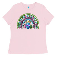 Bubblegum Pink easter rainbow Ladies Tee - RanaPortraitStore
