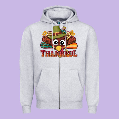 Western Thankful Thanksgiving Turkey Zipper Hoodie Designed By Nancycooperartshop