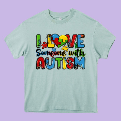 I Love Someone With Autism Heavy Core Tee Designed By Zillion Design Studio