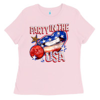 Bubblegum Pink party in the usa billie wilder Ladies Tee - texasbilliewilder
