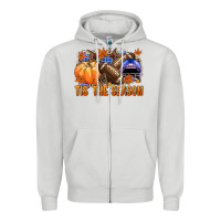 Dove Grey tis the season football Zipper Hoodie - NancyCooperArtShop