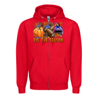 Red tis the season football Zipper Hoodie - NancyCooperArtShop