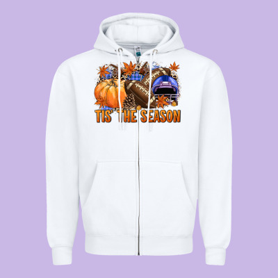 Tis The Season Football Zipper Hoodie Designed By Nancycooperartshop