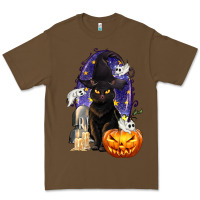 Cacao Halloween Cat and Pumpkin Premium Tee - texasbilliewilder