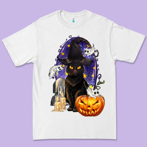 Halloween Cat And Pumpkin Premium Tee Designed By Texasbilliewilder