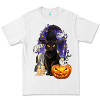 White Halloween Cat and Pumpkin Premium Tee - texasbilliewilder