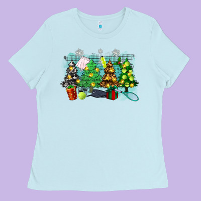 Christmas Trees With Tennis Ladies Tee Designed By Zillion Design Studio