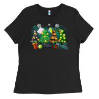 Black christmas trees with tennis Ladies Tee - Zillion Design Studio