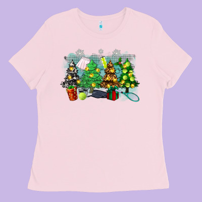 Christmas Trees With Tennis Ladies Tee Designed By Zillion Design Studio