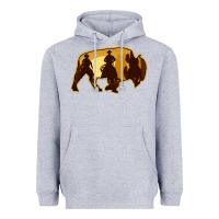 Heather Grey Bison Silhouette Cowboy Heavyweight Hoodie - Bettercallsaul