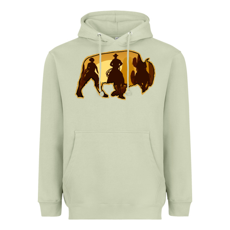 Bison Silhouette Cowboy Heavyweight Hoodie by Bettercallsaul | Teevron