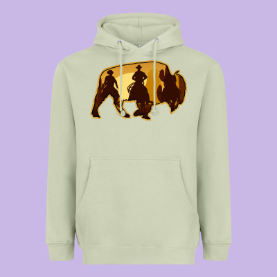 Bison Silhouette Cowboy Heavyweight Hoodie Designed By Bettercallsaul