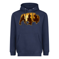 Navy Bison Silhouette Cowboy Heavyweight Hoodie - Bettercallsaul