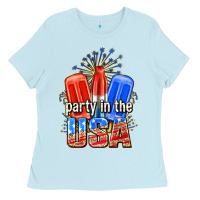 Baby Blue party in the usa popsicles billie wilder Ladies Tee - texasbilliewilder